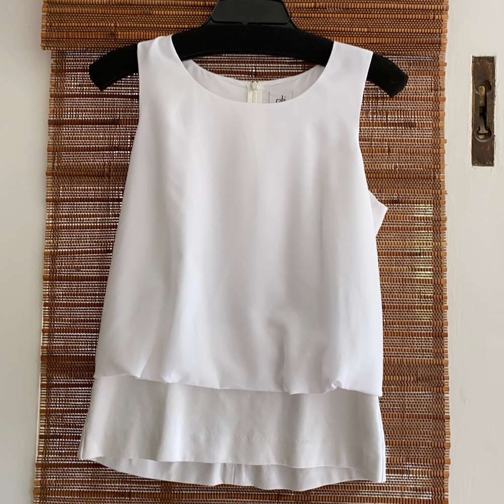 CAbi, white sleeveless top. Size Small